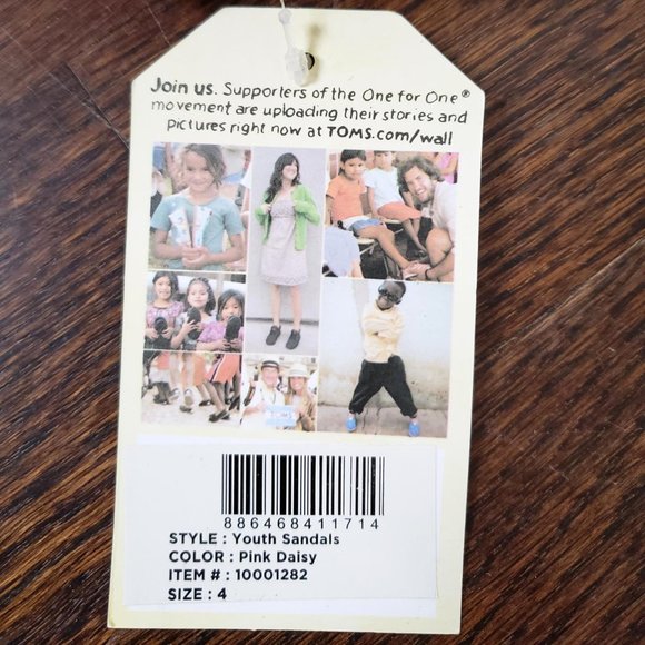 NWT Toms Youth 4 Pink Daisy Sandals - Picture 9 of 10